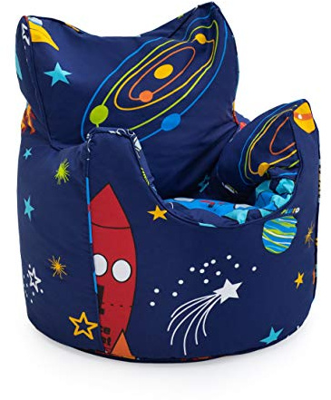 Ready Steady Bed Kids Toddler Armchair | Comfy Children Furniture | Soft Child Safe Seat Playroom Sofa | Ergonomically Designed Bean Bag Chair (Space Boy)