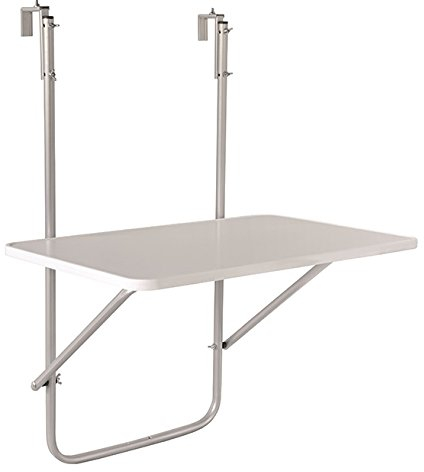 Dajar Patio Balkonhängetisch Klappbar40 x 60 cm Balkontisch zum Einhängen Kleintisch weiß