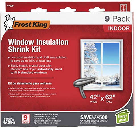 Frost King V73/9H Indoor Shrink Window Kit 42 62-Inch, Clear, 9-Pack