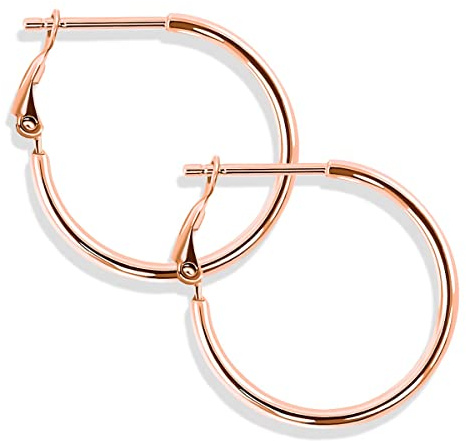 Rosegold-Creolen Ohrringe 925 Sterling 24 kt vergoldet Durchmesser 20 mm Klappverschluss NOBEL SCHMUCK®