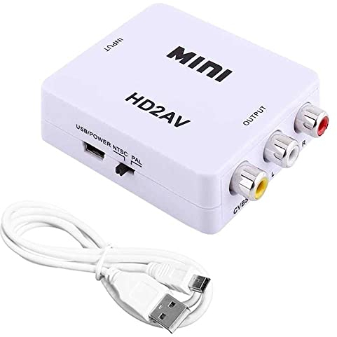 OcioDual Adattatore HDMI RCA, Adattatore Scart HDMI per TV, Convertitore HDTV to VGA, Presa Scart per TV, Connessione video PAL/NTSC 1080p per PC, PS1, PS2, N64, HDMI2AV, Colore Bianco