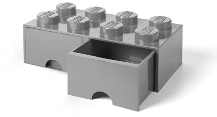 Cassettiera Mattoncino Lego 8 Bottoni, 2 Cassetti, Cassa Portaoggetti Impilabile, 9.4 L