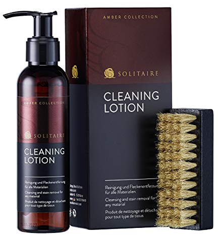 SOLITAIRE CLEANING LOTION Schuhreiniger-Set mit 140ml Lotion und Reinigungsbürste zur effektiven und einfachen Reinigung und Fleckenentfernung für Schuhe aus Leder und Tex, Amber Collection