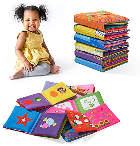 THE TWIDDLERS 6 Stoffbuch für Babys, Kinder Bilderbuch Knisterbuch Badebuch - Weich, Beißbar, Waschbar, Ungiftig - Frühes Lernen Interaktives Spielzeug.