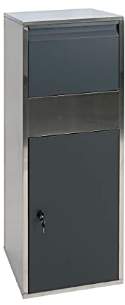 Paketkasten HWC-G80, Paketbox Standbriefkasten Paketbriefkasten Größe XL - Edelstahl anthrazit