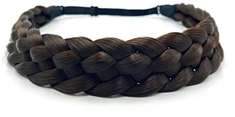 TOECWEGR Hårband, flätat 5 trådar, flätor, hårgummi, klassiskt tjockt elastiskt syntetiskt pannband, damer, skönhetstillbehör (grönbrun)