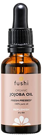 Fushi Organic Jojoba Oil 30ml Best for Skin Cleansing, Dry Skin & Dry Hair Fresh-Pressed Rich in Vitamin E Hypoallergenic Oil Ethical & Vegan Society Approved Manufactured in the UK