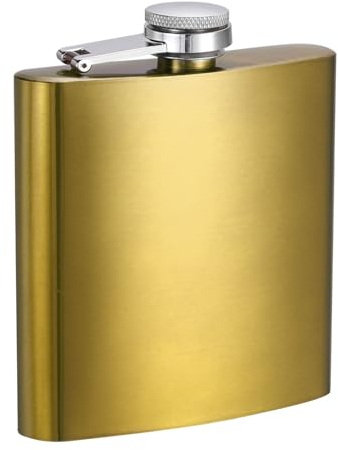 sourcing map Fiaschetta per liquori da 170 ml, in acciaio inox, a prova di perdite, per campeggio, escursionismo, attività all'aperto, colore: oro