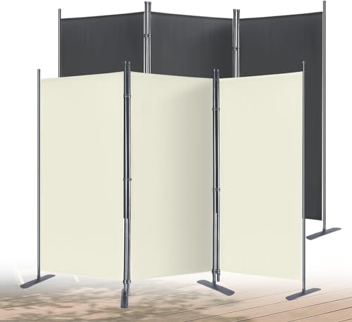 YUENFONG Paravent rumsavdelare insynsskydd 275 cm x 180 cm, insynsskydd skiljevägg inomhus och utomhus justerbar, beige