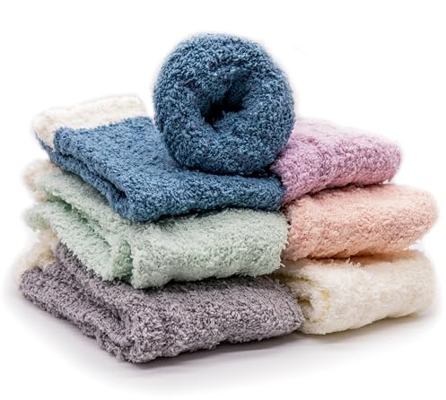 Netrox - 6 paires chaussettes intérieur douces et épaisses – chaussettes hiver confortables grande taille 35‑41 pour femmes et enfants – modèle Noël chaleur moelleuse anti‑froid maison