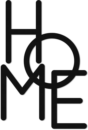 ebenkunst Home Schriftzug Wanddeko – modernes Wandbild aus schwarzem MDF | Schwarz durchgefärbtes MDF, Home Schriftzug, S 30 x 45 cm & M 54 x 80 cm, zum Aufhängen oder Ankleben, Made in Germany