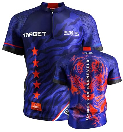 Target Darts Raymond Van Barneveld Dart Shirt 2025, Herren Darts Weltmeisterschaft Shirt, Coolplay kragenloses Dart-Top für Erwachsene, Dartboards Top für Männer, Barney Player Edition T-Shirt