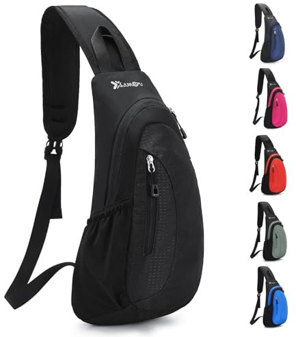 Sciphylia Bolso Pecho Hombre Mochila Cruzada Gran Capacidad Bolsa de Pecho Antirrobo Correa única Hombro Cruzados Bandolera Cruzada para Deportes al Aire Caminar Viajar Ciclismo Negro de Humo