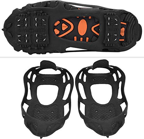 TPE 24 Zähne Rutschfeste Eisgriffe für Schuhe Stiefel, Eisklampe Schuhgriffe Spikes Stollen, 23X16X3Cm, Steigeisen für Winter, Outdoor, Schnee, Bergsteigen, Camping, Wandern