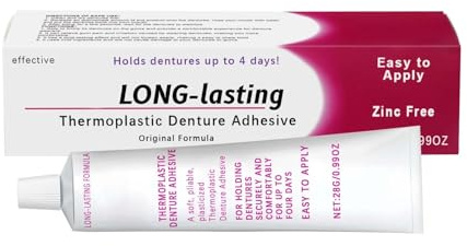 Adhesivo termoplástico for dentaduras postizas, adhesivo sin pegamento for dentaduras postizas, revestimiento for dentaduras postizas Adhesivo y revestimiento for dentaduras postizas, sin pegamento, s