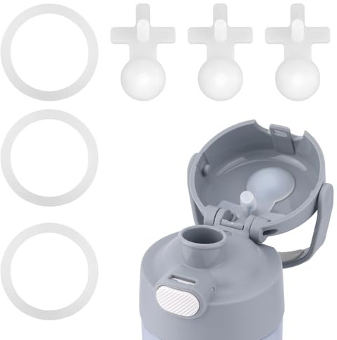 Tinoaly 3 Tappi Ricambio Antigoccia con 3 Guarnizioni O-Ring per Thermos Funtainer 16 Oz Bottiglia Termica Acciaio Inossidabile, Guarnizione Silicone Set di Durevole & Tappi (Trasparente)