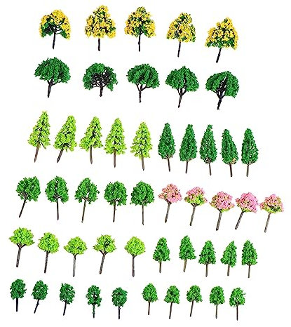 jojofuny Diy Scenery Landscape Trees 55pcs Miniature Model Trees Plastic Material