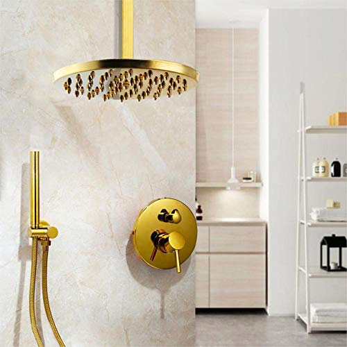 Robinet de Douche Rainbow Golden Set Robinet de Douche à Poignée Unique à Plafond Aspirant Carré à Main Sombre, YASAKUE