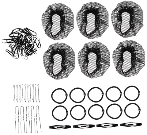 SHERCHPRY Invisible Elastic Mesh Hair Nets and Hair Bun Shaper Set Elastic Bands and Hairpins for Women and Girls Black for Ballet Dance and Daily Styling