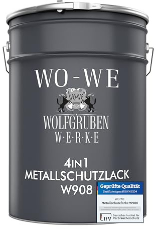WO-WE Vernice Metallo 3 in 1 Smalto Antiruggine a solvente Ferro W908 Rosso fuoco - 2.5L