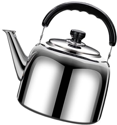 Tetera segura y de acero inoxidable con silbato fuerte, hervidor de gran capacidad para uso en cocina, suministros de camping, tetera de acero inoxidable