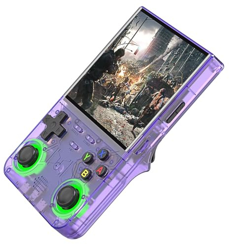 Console di gioco portatile R36Ultra con schermo da 4Doppi Joystick 3D，scheda TF da 64/128 GB e oltre 20000+ giochi classici Portatile Console retrò per Viaggi(Purple,128GB)