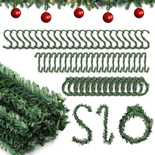 Ganci per Palline di Natale, 100 PCS Ganci per Ornamenti Natalizi, Gancio per Aghi di Pino Verde, Può Essere Piegato a Piacimento, per Accessori Decorativi per l'Albero di Natale