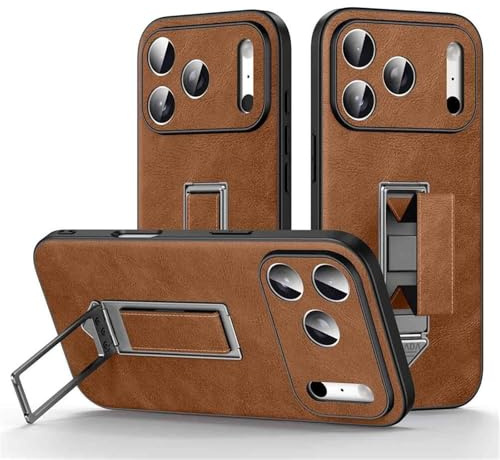 Generico Custodia Sottile In Pelle Business For IPhone 17/17 Air/17 Pro/17 Pro Max, Mini Cinturino Con Protezione For Fotocamera E Filo(Brass,17)