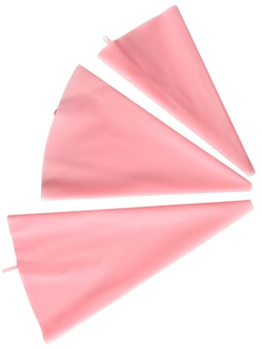BETOOKY Sacchetti per Pasticceria in Silicone Alimentare Riutilizzabili, Set da 3 Pezzi (12, 14, 16) Rosa Trasparente, À Poche per Decorazione Torte e Biscotti, Compatibili