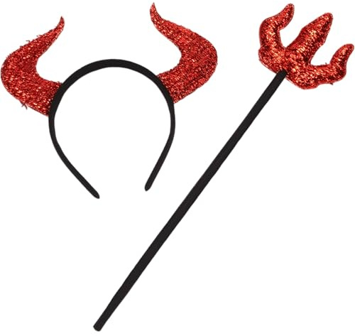Dog Devil Costume Headband For Halloween, With Pet Pitchfork