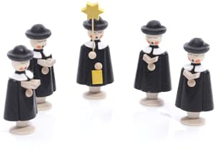Rudolphs Schatzkiste Tischdeko Kurrendefiguren 5 Figuren Schwarz Höhe ca 5 cm NEU Kurrende Kirche Weihnachten singen Sänger Sternträger Seiffen Erzgebirge Gotteshaus