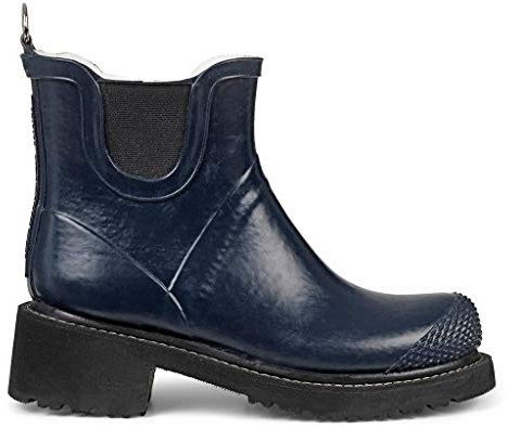 Ilse Jacobsen Stiefelette | Gummistiefel Kurzschaft Schuhe | Boots mit Absatz und Elastik Band schwarz innen und außen | RUB47 Blau 39 EU
