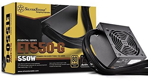 Silverstone Tek SST-ET550-G Bloc d'alimentation à câble Fixe 80 Plus Gold 550 W avec câbles Plats Noirs et Ventilateur Silencieux Curve