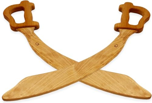 BestSaller 1121 Piratensäbel aus Holz, 56cm lang, Natur geölt (2 Stück)