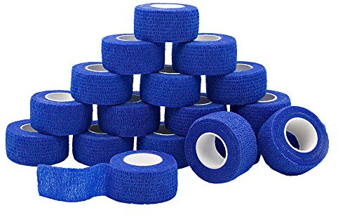 Tocone 18 Rotoli Benda Elastica Bendaggio Adesiva Coesiva Benda Nastro Elastico Autoadesivo Salvapelle Sport Nastro Bendaggio Sportivo per Mani, Piedi, Ginocchia, Braccia 2.5cm x 4.5m (Blu)