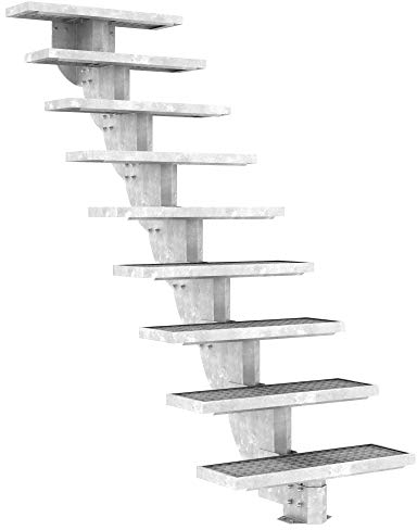 DOLLE Außentreppe Gardenstep mit 9 Stufen Höhe 166,5-202,5 cm Gitterroststufen 80 cm