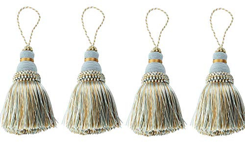 Fenghuangwu - Nappa colorata per fai da te, con cordino, accessori per tende e decorazioni di interni, 4 pezzi (mix blu)
