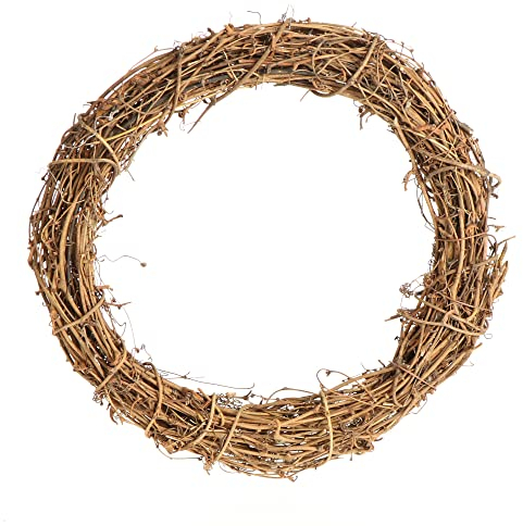 com-four® 1x DIY Deko Holz-Kranz zum Basteln - Rattan-Kranz zum Dekorieren von Fenstern, Tischen und Türen (1 Stück, Ø30cm, Hellbraun)