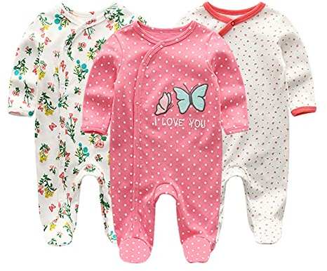 MAMIMAKA Unisex Baby Cotton Rompers Newborn Baby Clothes Footed Bodysuit Sleep and Play Boys and Girls 0-3 Months