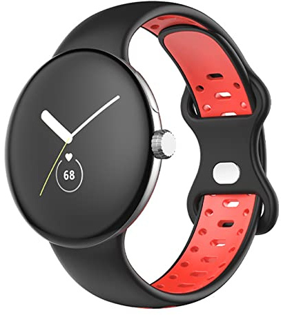 Miimall Silikon Armband Kompatibel mit Google Pixel Watch 2/1 Armband, [Two-Colour] Leicht Silikon Verstellbares Ersatzarmband Sport Armbänder für Google Pixel Watch 2 2023/Google Pixel Watch 2022