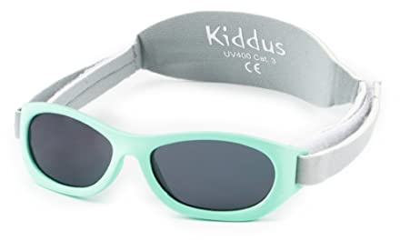 KIDDUS Solglasögon för pojkar och flickor, nyfödda, småbarn, barn. Ålder 0 månader till 2 år. UV400 100% UV-skydd. Mjukt justerbart band, mycket bekväma och säkra.