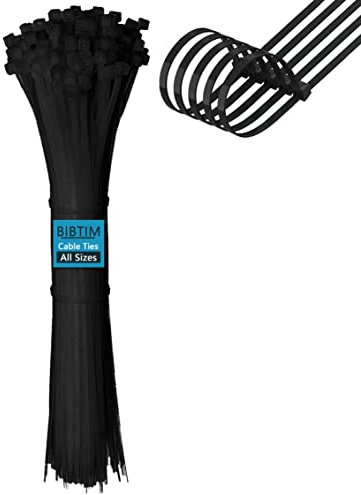 BIBTIM Fascette 100 pezzi, 200 mm di lunghezza x 3.6 mm di larghezza, fascette in nylon, resistenti ai raggi UV, adatte a famiglie, giardini, uffici e garage. Cravatta in nylon autobloccante multiuso