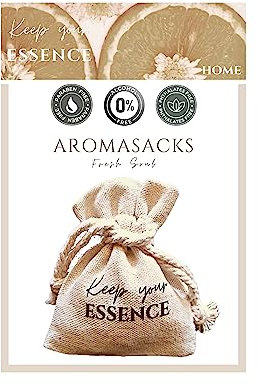 AROMASACKS Home – Ambientador Hogar para Armarios y Cajones. Aroma Frutal y Refrescante. Duración 8 semanas. Saquito de Lino con Perlas Aromáticas. Esencia Natural. 0% Alcohol. Fragancia Fresh Soul