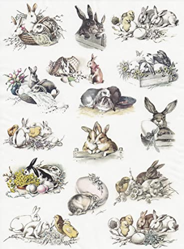 Zita´s Creative Reispapier A3 - My Lovely Easter Bunny. Motiv-Strohseide, Strohseidenpapier, Decoupage Papier
