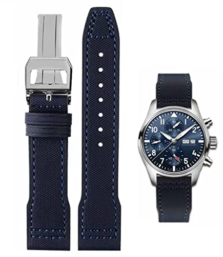 HEYOZURY Cinturini per Orologi per IWC 20mm 21mm Nylon Canvas Bracciale Orologi IWC Cinturino di Ricambio in Pelle Morbida Premium Bracciale Originale per IWC Pilot Series