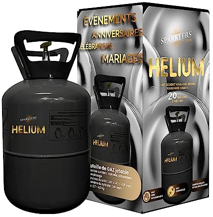 Hélium Grande Bouteille Gaz d'Hélium pour 20 Ballons - Bonbonne Jetable capacité 0,17m3 Idéale pour des Festivités, Anniversaires, Mariages et Fêtes - Faites flotter vos ballons avec SPARKLERS CLUB®