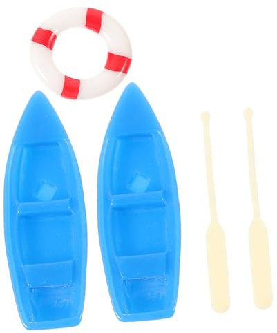 BUGUUYO 1satz Miniatur Boot Deko Set Mit Und Rettungsring Teiliges Zubehör Für Mikrolandschaften Garten Und Home-Dekoration Für Kreative Projekte Und Miniatur-spielwelten
