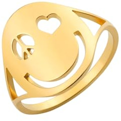 EUEAVAN Friedens zeichen Ring für Frauen Hippie-Weltfriedens zeichen Lächeln Fidget Ring lachendes Gesicht Glückliche Schmuck Geschenke Schulklasse Abschluss