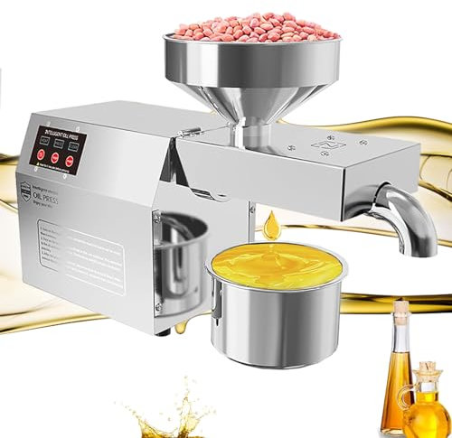 Automatic Oil extractor,820W Cold Hot Press Food Grade Stainless Steel Oil Extractor,Industrial Oil pressing machine,Organic Oil Press Machine for Commercial Home Kitchen,220V