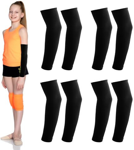 NQEUEPN 4 Pares de Manguitos para Niños, Protección y Enfriamiento para Baloncesto, Tenis, Fútbol, Actividades al Aire Libre, Bloqueador Solar y Comodidad